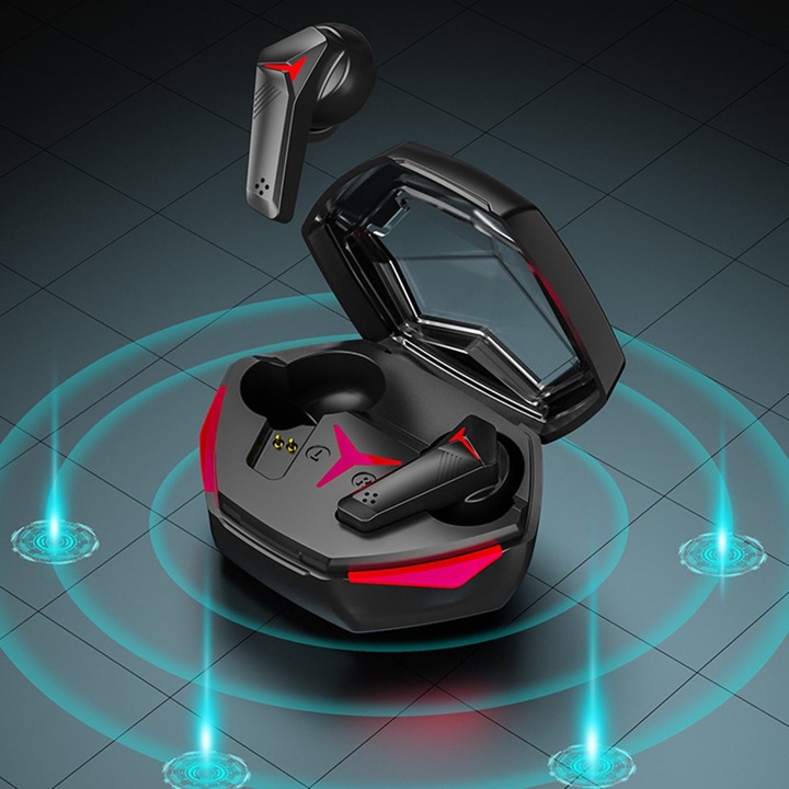 RGB vezeték nélküli fejhallgató, Bluetooth 5.5, Hi-Fi hangzás, fekete, 8x6x3cm