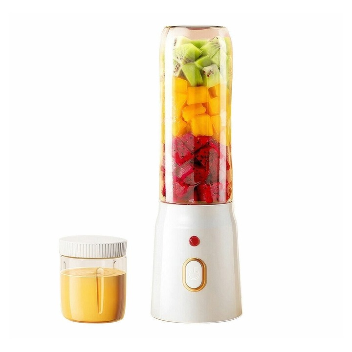 Hordozható turmixgép 450ml, 10 penge, USB, fehér
