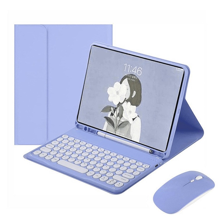 Tabletok tok levehető mágneses billentyűzettel, lila, iPad 10th Generation-hez