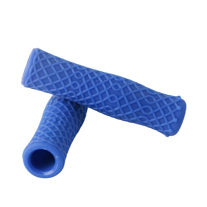 Kerékpár markolat, szilikon, ergonomikus, kék, 12.3x3x3cm, szett