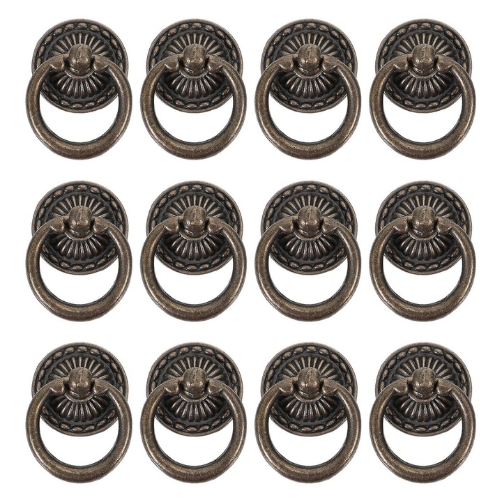 12 db bronz bútorfogantyú készlet 4.5x3x1.5cm cink ötvözet