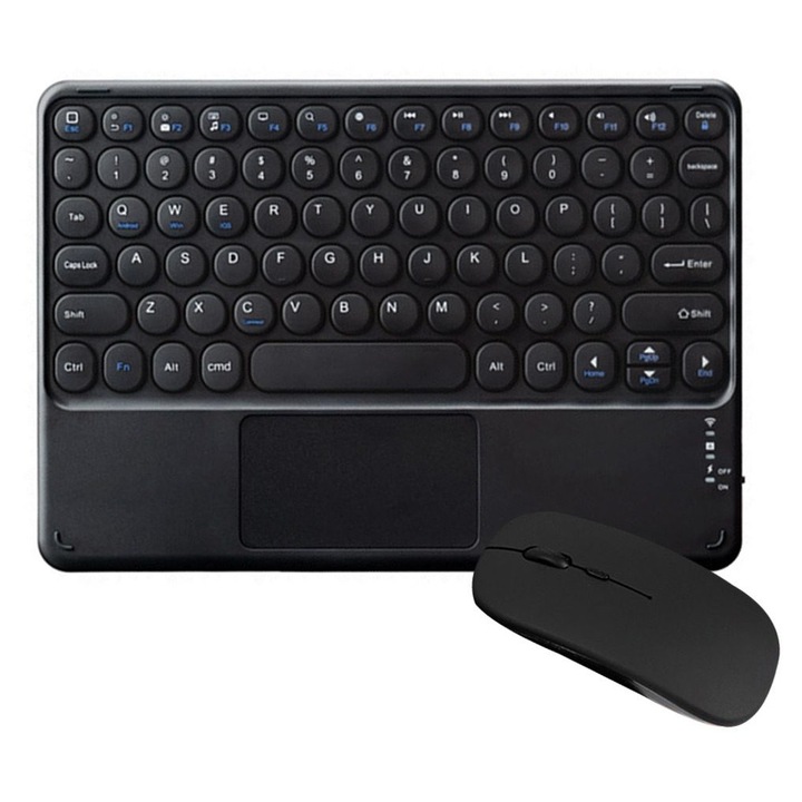 Bluetooth billentyűzet és egér szett, érintőpad, fehér rózsaszín fekete, 24.5x11.3x5.7cm
