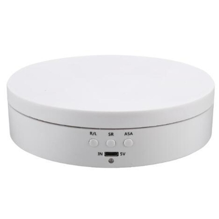 Въртяща се стойка за дисплей на 360 градуса, 13.8x3.5см, бяла, капацитет 3кг