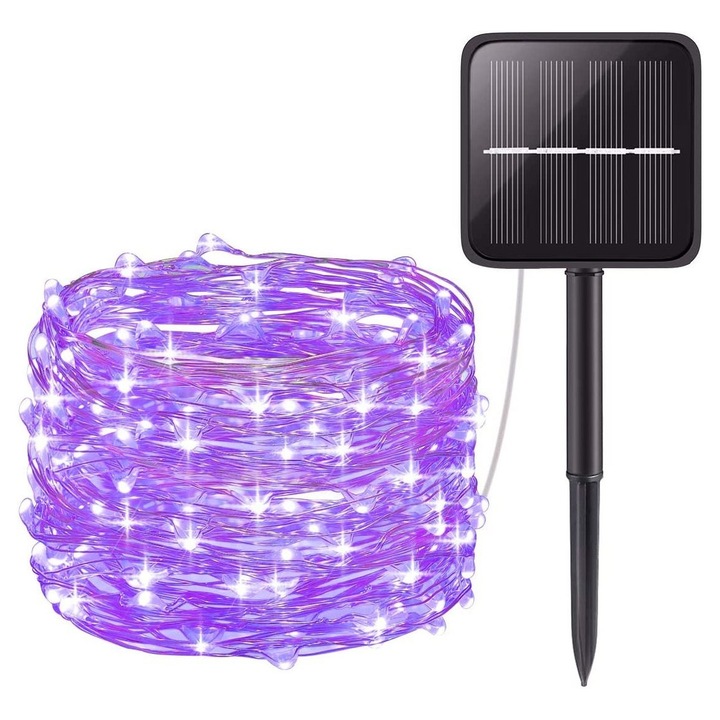 Соларни лампи със 100 LED диода, медна жица, водоустойчиви, 10м