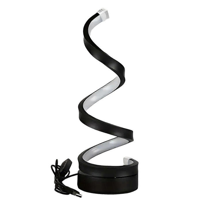 Настолна лампа спирали, черна, регулируема, 5W, USB, 3 цвята на светлината
