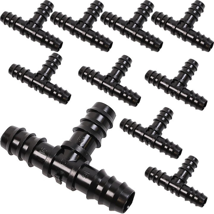 T-idom csepegtető tömlőhöz Fektetőcső Vízvezeték 16 mm, öntözéshez x10