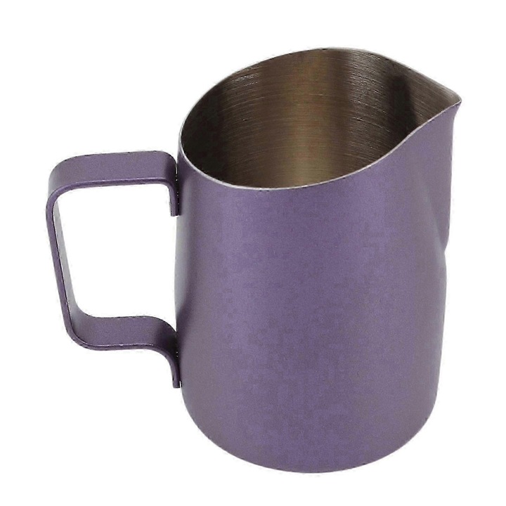 Rozsdamentes acél tejhabosító kanna 600ml lila, egyszerű design, könnyen használható
