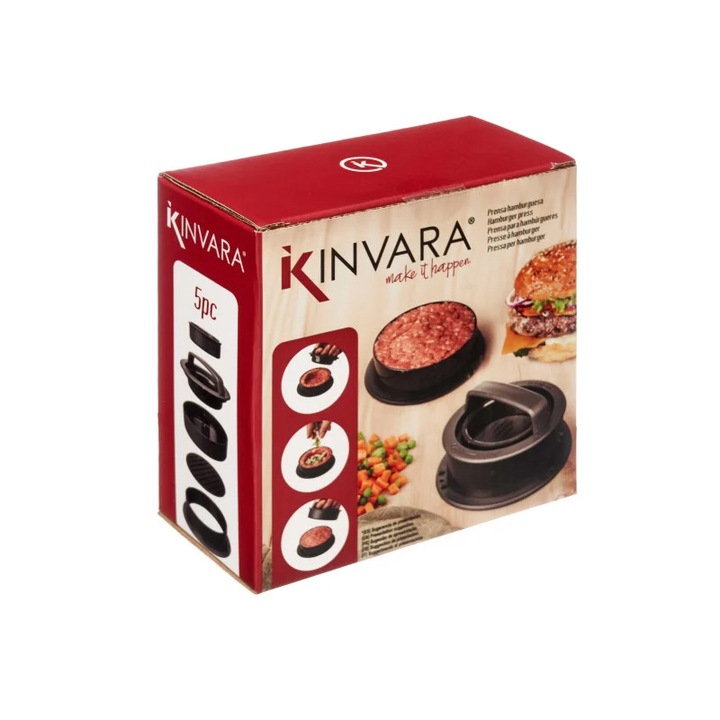 Kinvara hamburgerprés, 3 az 1-ben, tapadásmentes bevonattal