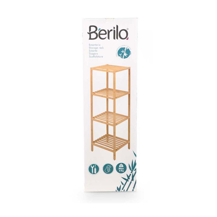Berilo polc, 4 szintes, bambusz