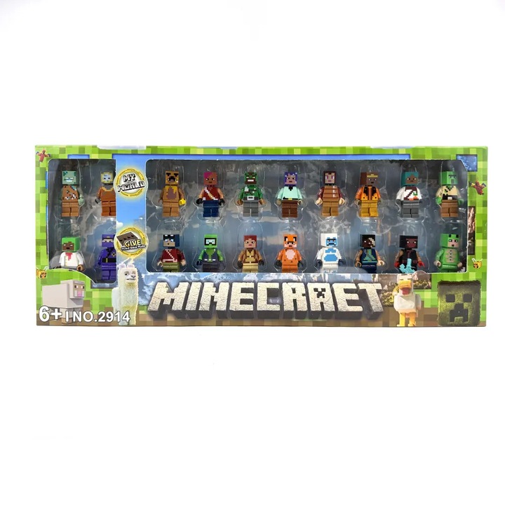 Set figurine Minecraft, 20 bucăți, Pentru joacă și colecționare