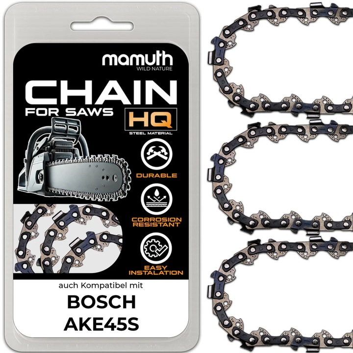 3x láncvezető 45cm 1,3mm 3/8" 62TG Bosch AKE45S-hez