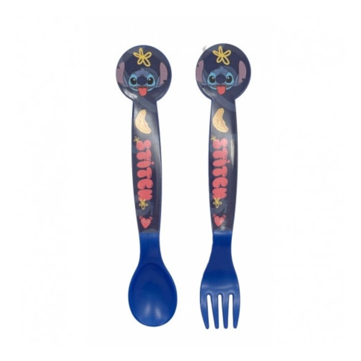 Stitch Műanyag evőeszköz készlet (kanál és villa) BPA mentes
