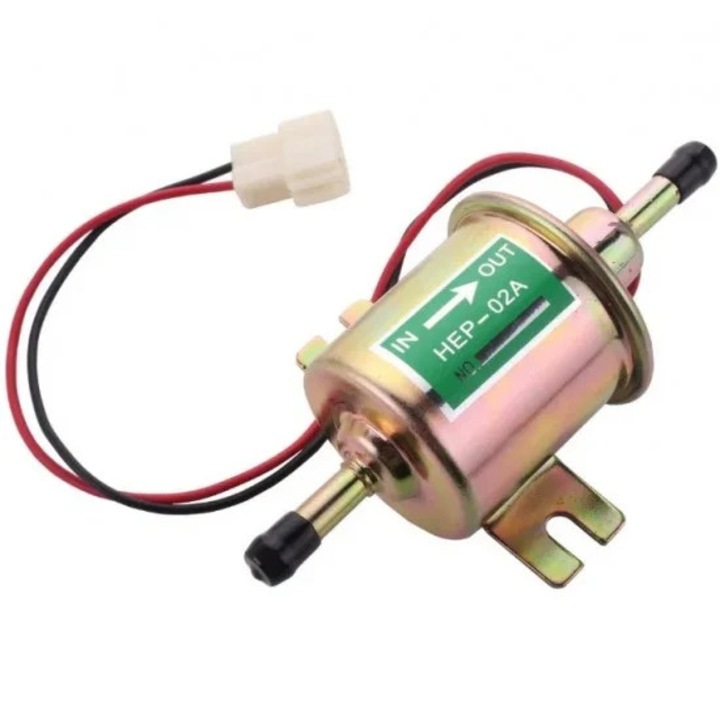 Pompa transfer combustibil 12V cu filtru incorporat, universala, Ø8 mm, 145 mm, alimentare benzina si motorina