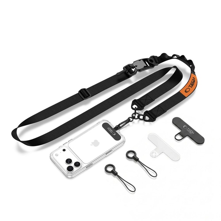 Snur pentru carcase Tech-Protect C9S Rope Crossbody, Lungime ajustabila, Negru