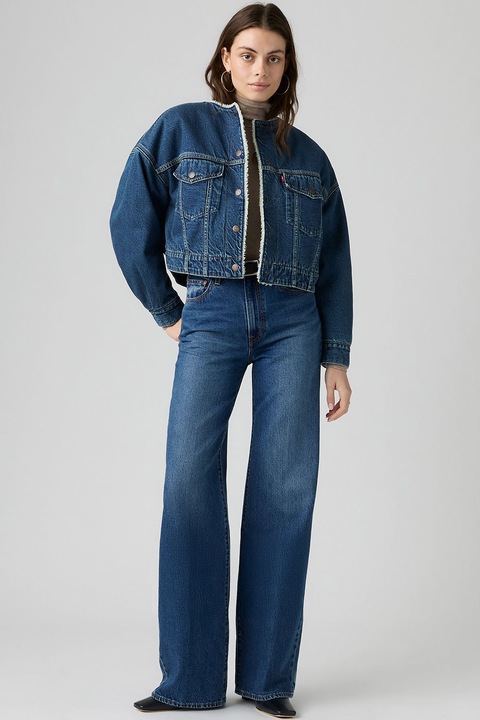 Levi's, Дънки Ribcage с широк крачол, Тъмносин/Син