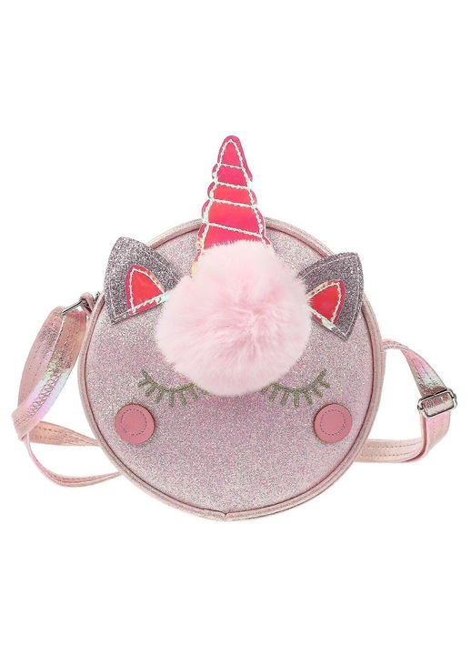 Unikornis crossbody táska gyerekeknek, rózsaszín, PU, 20x15cm