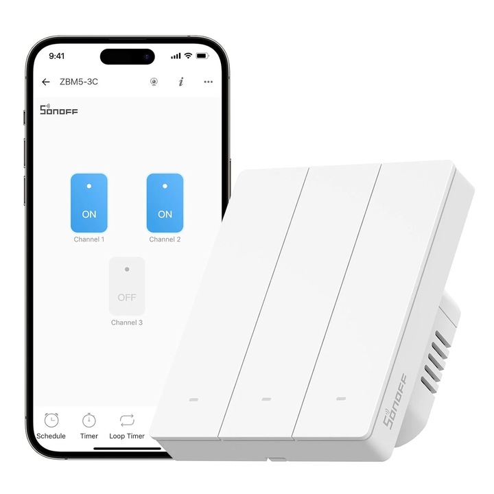 ZBM5-3C-80W Intelligens Kapcsoló, Zigbee, 3 csatornás, 10A, ZIGBEE, Otthoni és Irodai Használatra, Minőségi Anyagok, A Tökéletes Választás