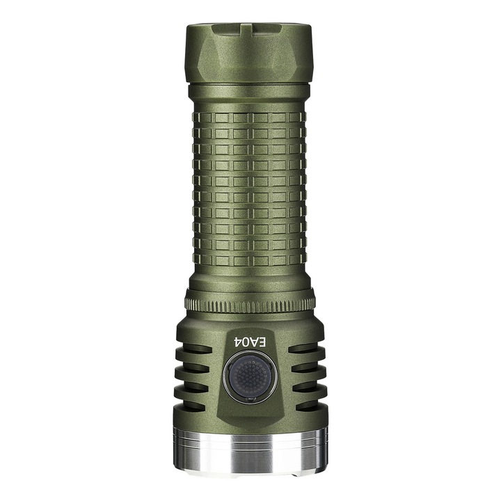 LED фенер EDC EA04, 12600 лумена, 4x HP50, USB-C акумулаторен, водоустойчив >500 M разстояние, зелена светлина, зелен корпус
