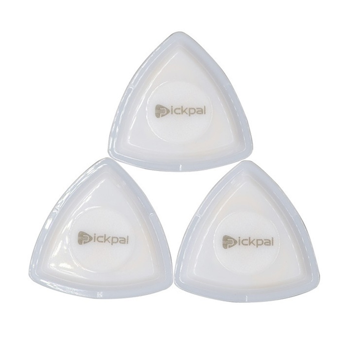 Plectru chitara luminiscent cu LED roz 4x4cm 0.5mm