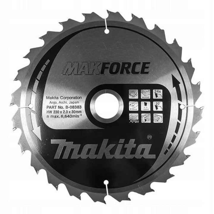 Disc taiere Makita Makforce 230x30mm 24 dinti pentru lemn