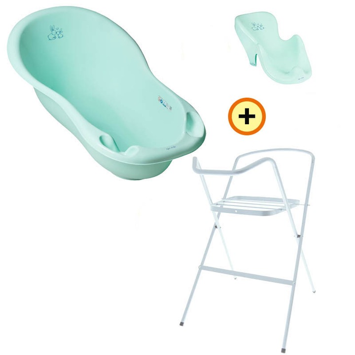 Set cadita Iepuras verde KR 86 cm + suport metalic + suport anatomic cadita