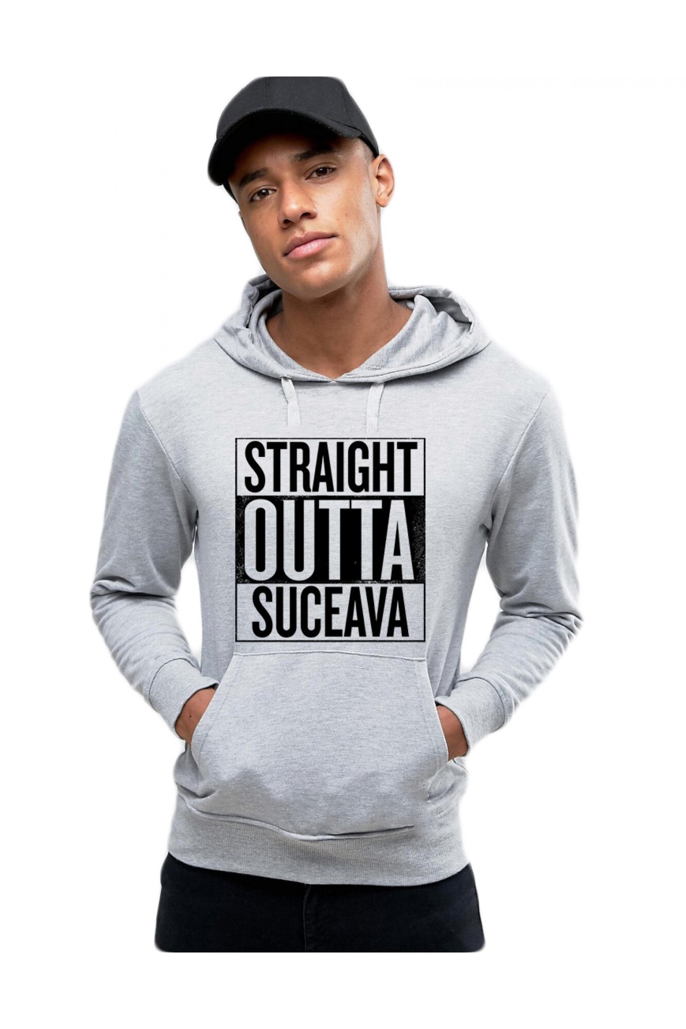 Hanorac Barbati Gri - Straight Outta Suceava, 2XL