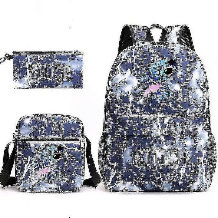 Unisex iskolatáska szett, 20-35L, pamut, vízálló, cipzáras, többszínű