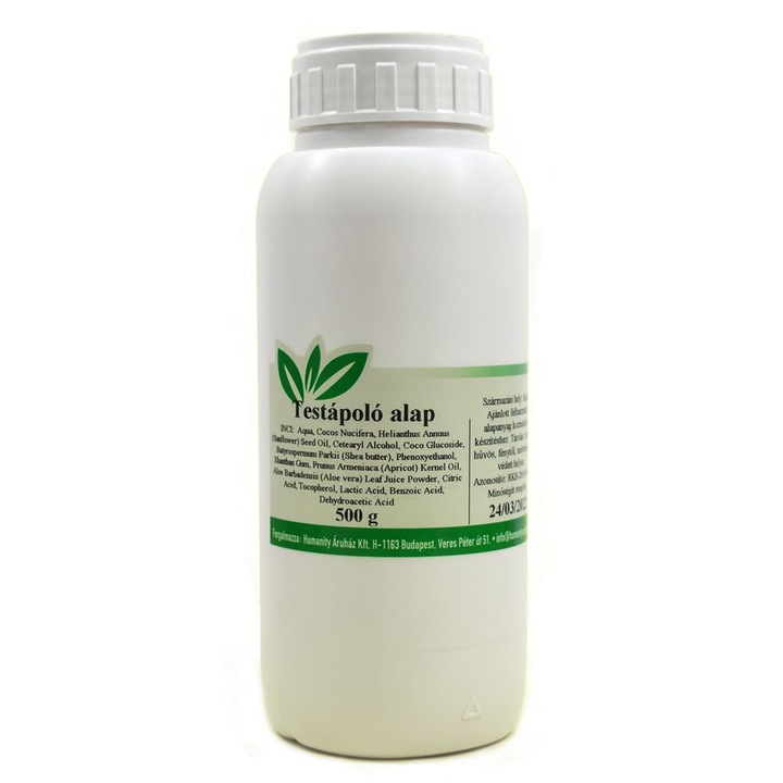 Testápoló alap növényi, vegán, organikus, aloe verával és shea vajjal, 500 g
