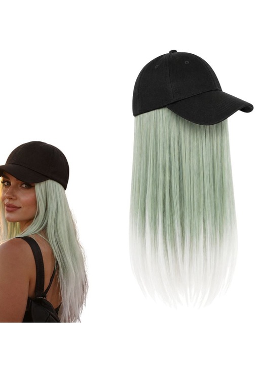 Paróka Integrált Sapkával, FONIX VibeCap, Egyenes Szintetikus Haj, 50 cm Hosszúság, Ombre Stílus, Vibráló Színek, Gyors Felhelyezés, Ragasztó Nélkül, 2 az 1-ben Kiegészítő, Ideális Fesztiválra, Cosplayre, Partyra és Tematikus Partikra, Zöld