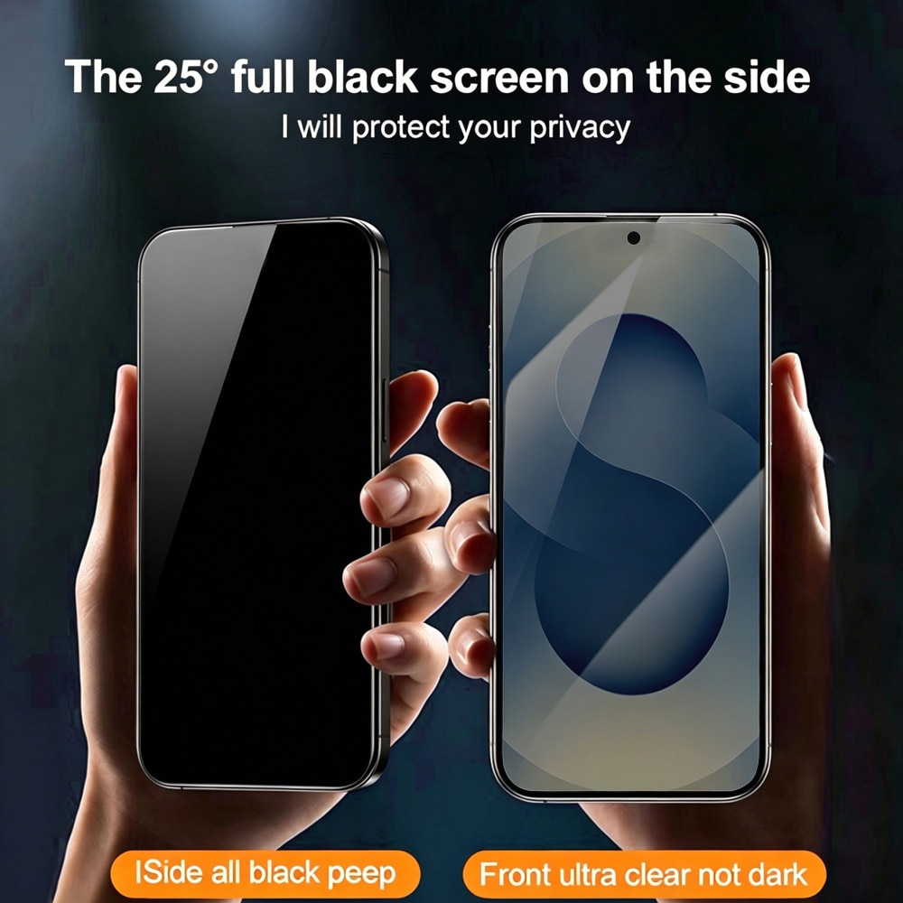 Folie Sticla Privacy pentru Samsung Galaxy S25, cu kit de montare instant si indepartare automata a prafului, Anti-Spy / Anti-Vizualizare Laterala, sticla temperata