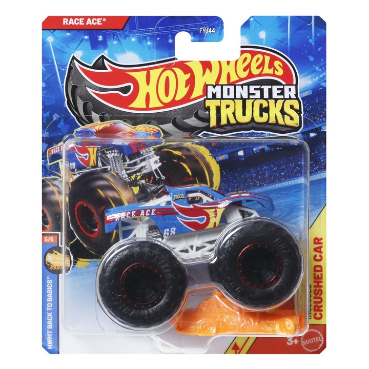 Количка играчка, Mattel, Hot Wheels Monster Truck Race Ace, многоцветна, мащаб 1:64