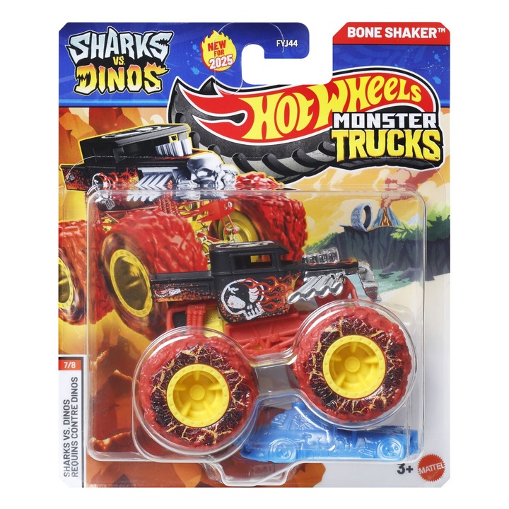 Количка Hot Wheels Monster Truck Bone Shaker, 1:64, многоцветна, комплект