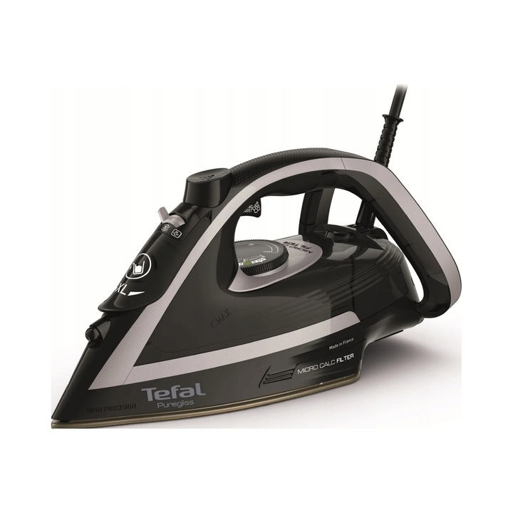 Fier de calcat cu abur Tefal Puregliss 3000W, negru, 270ml, 280g