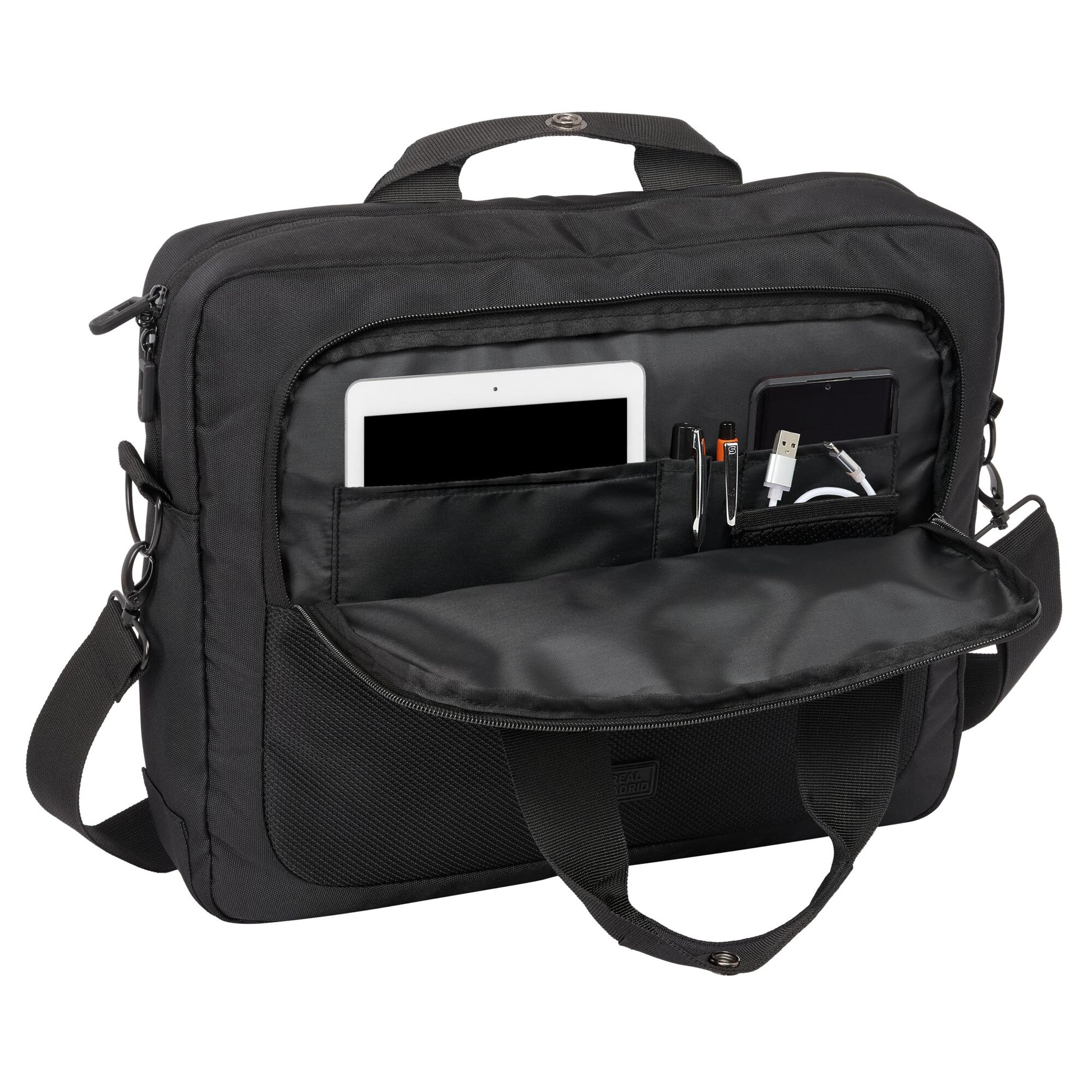 Geanta laptop Safta Real Madrid Premium negru 40x9x33cm