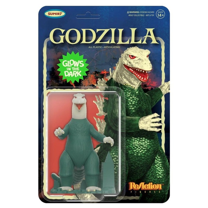 Gyűjthető figura Godzilla Super7 ReAction többszínű 10cm foszforeszkáló
