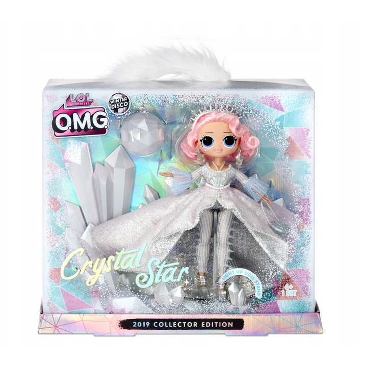 Papusa L.O.L. Surprise OMG Winter Disco Crystal Star, stralucitoare, 30x15x5cm