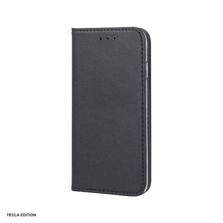 Husa Smart Magnetic pentru Samsung Galaxy A12, Galaxy M12, tip carte cu inchidere magnetica, Negru