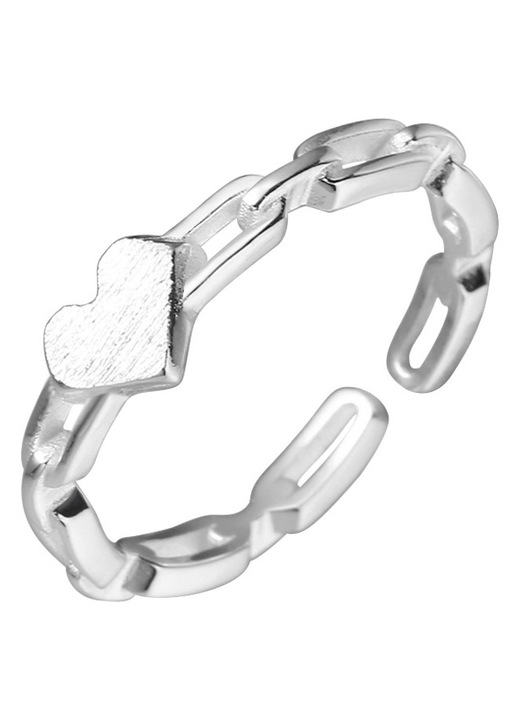 S925 sterling ezüst Love láncos gyűrű, egyszerű, fényes, niche design, egyedi nyitott gyűrű