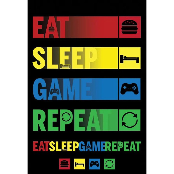Poszter Maxi Eat Sleep Game Repeat többszínű 61x91.5cm