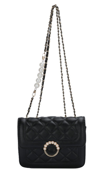 Női táska gyöngylánccal, egyszerű válltáska, crossbody, kis négyzet alakú táska, divatos női táska lánccal