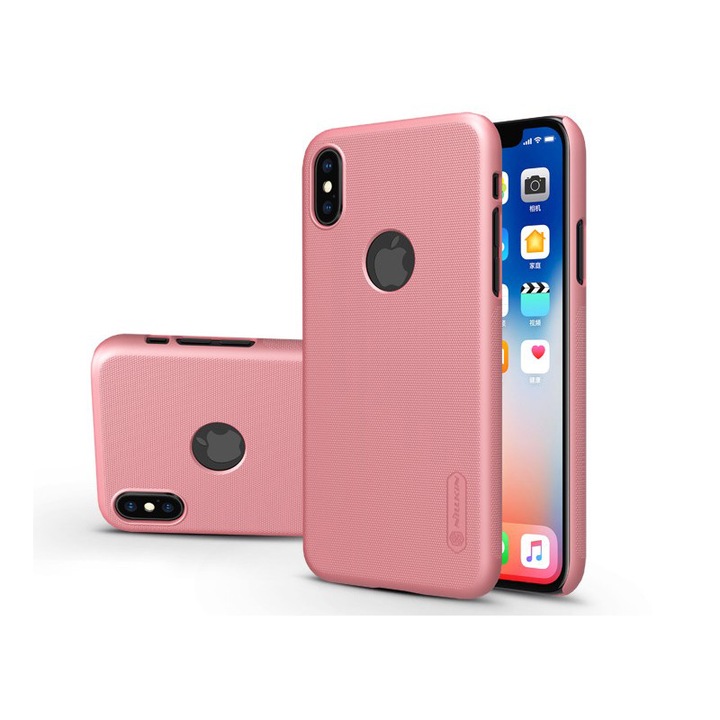 Apple iPhone X hátlap képernyővédő fóliával - Nillkin Frosted Shield Logo - rose gold