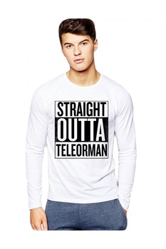 Bluza barbati - Straight Outta Teleorman, Alb, M Bluza barbati - Straight Outta Teleorman, Alb, M