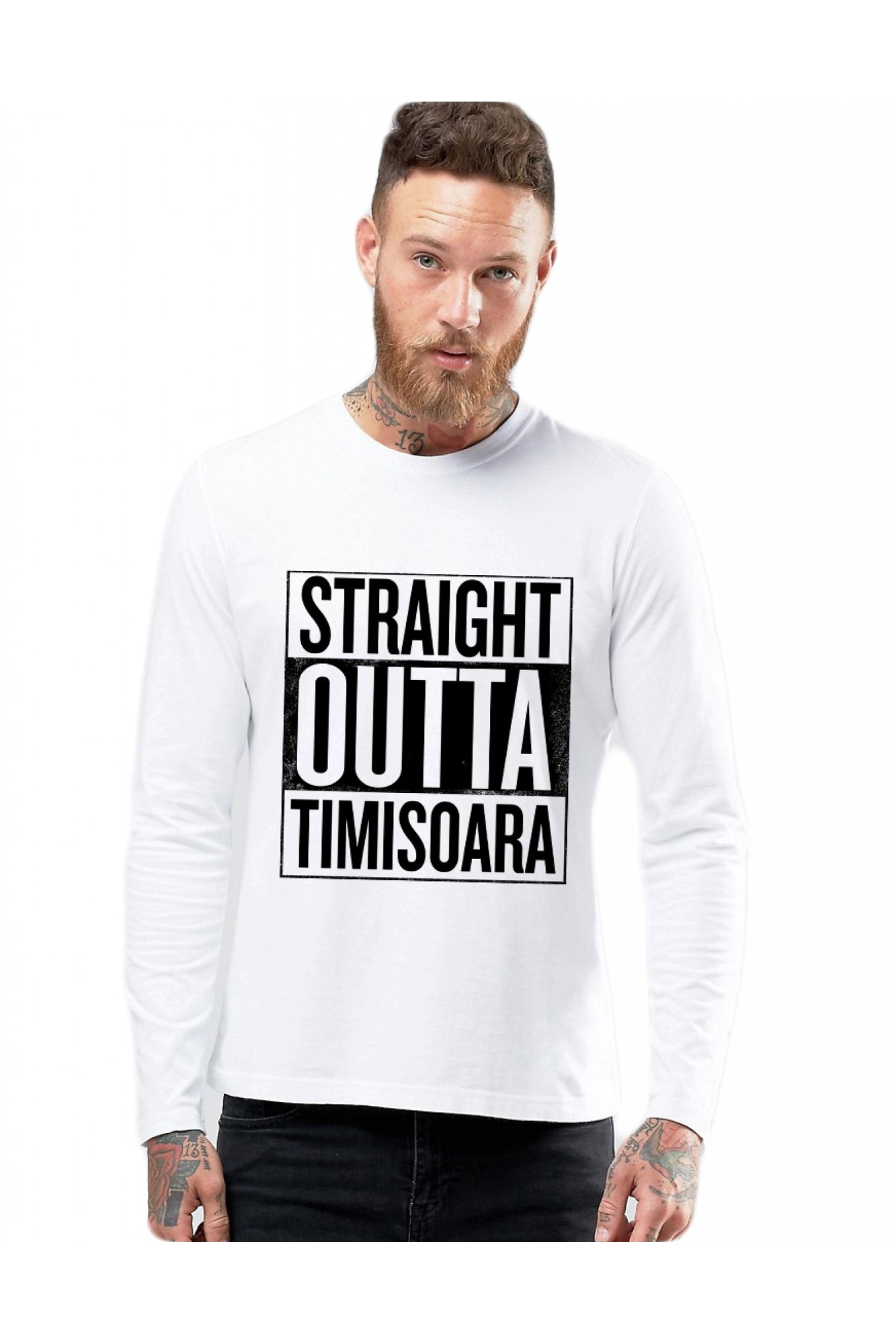Bluza barbati - Straight Outta Timisoara, Alb