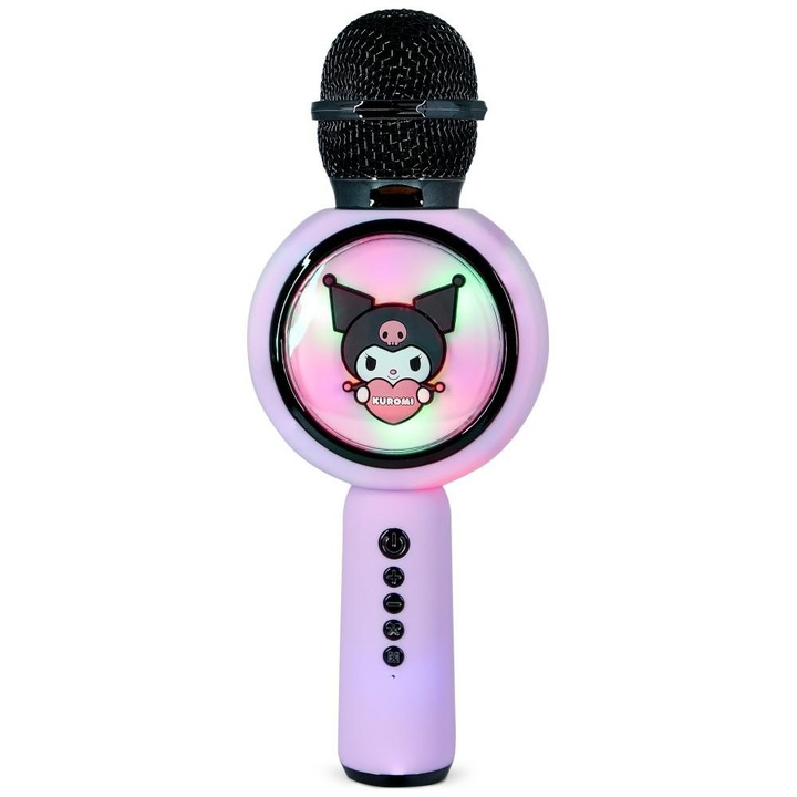 Kuromi LED vezeték nélküli karaoke mikrofon, lila-fekete, 5W, 4 óra üzemidő