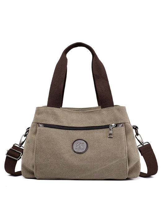 Női Hobo Handbags vászon crossbody táska, több rekeszes kézitáska, khaki