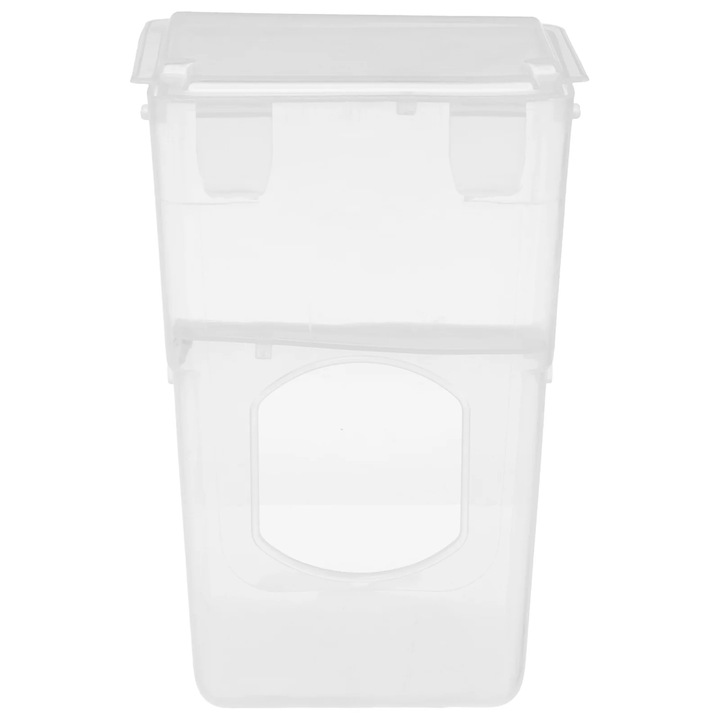 Hranitor pentru pasari ZYBLSSBB LSM2xh3917-BCS0030803, plastic transparent anti-imprastiere, agatabil pentru colivie, 16.5 x 10 x 10 cm