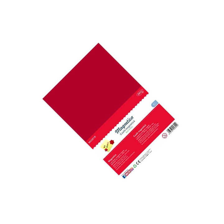 Folie magnetica flexibila A4, culoare rosu, material rezistent, usor de decupat, ideala pentru proiecte creative, activitati educative si elemente decorative pe suprafete metalice. DACO sku11