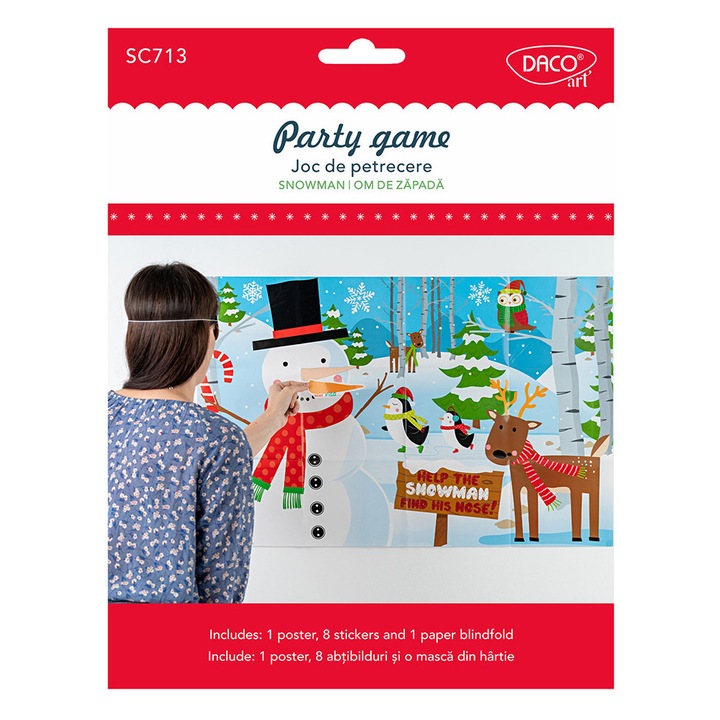 Joc de petrecere creativ cu tematica de iarna Om de Zapada, pentru copii, dezvolta coordonarea si interactiunea la evenimente festive de Craciun si activitati de grup distractive DACOART sku28