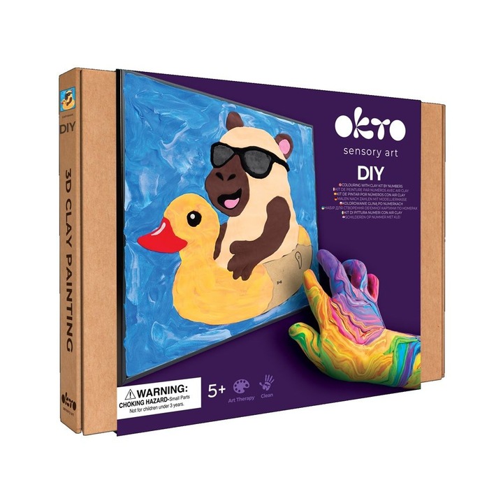 Set pictura pe numere cu argila usoara, 29*29 cm - Capybara