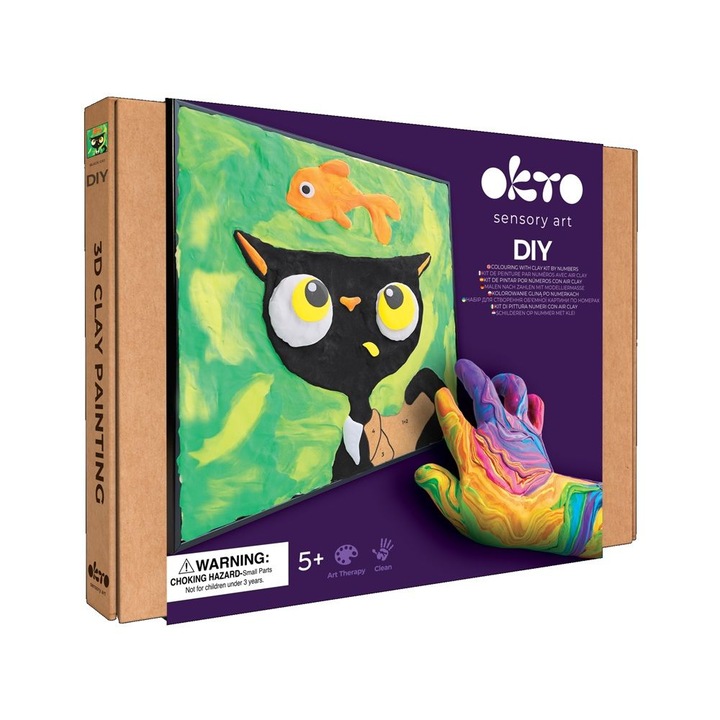 Set pictura pe numere cu argila usoara, 29*29 cm - Black Cat